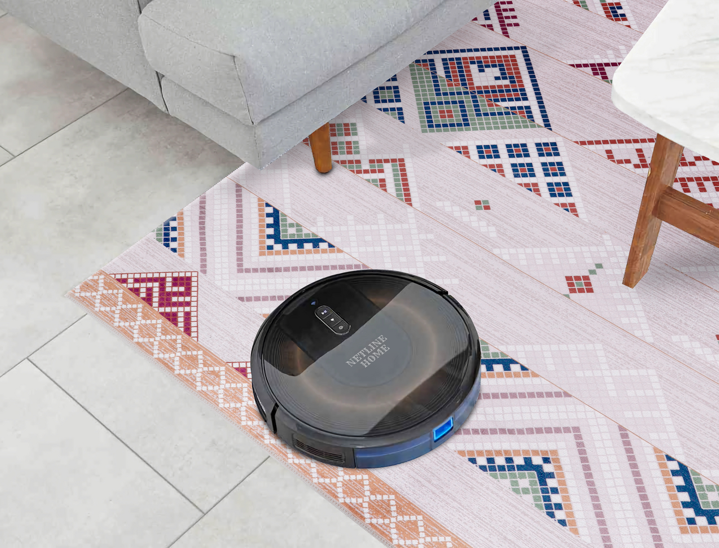 Ljuva Home - Bohemian Grey Striped Washable Rug, Design NL1002