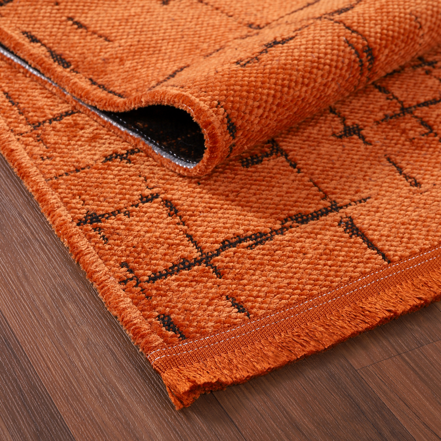 Ljuva Home Machine Washable Rug NT201 – ORANGE Soft Chenille