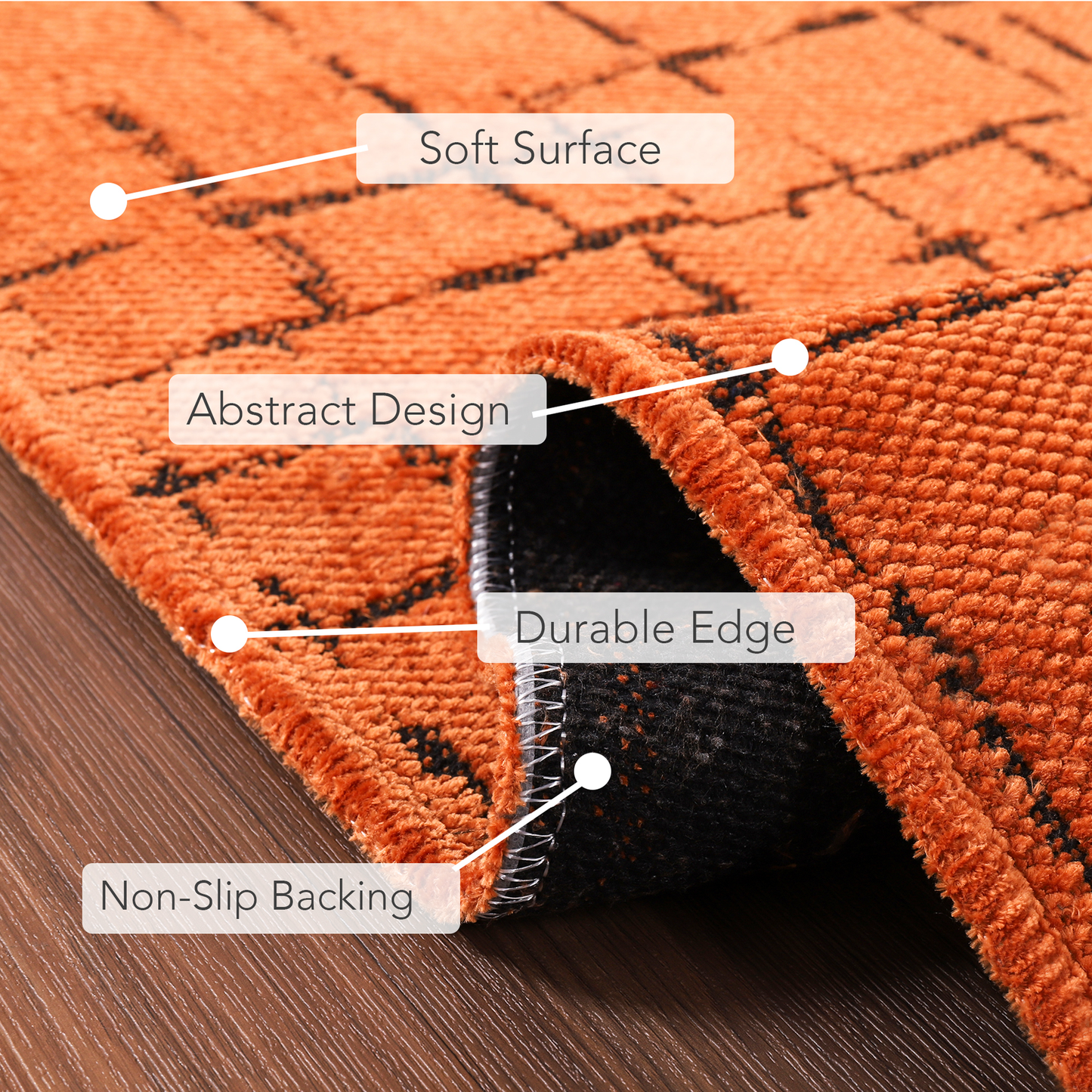 Ljuva Home Machine Washable Rug NT201 – ORANGE Soft Chenille