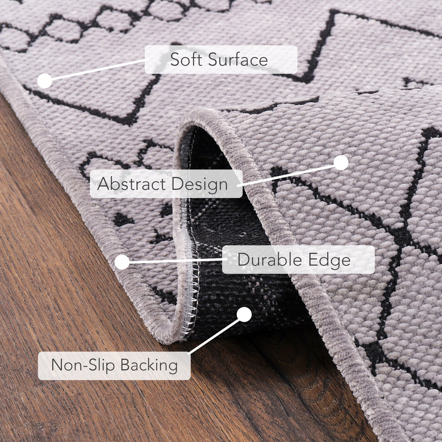 Ljuva Home Machine Washable Rug RW1801 – GRAY Soft Chenille