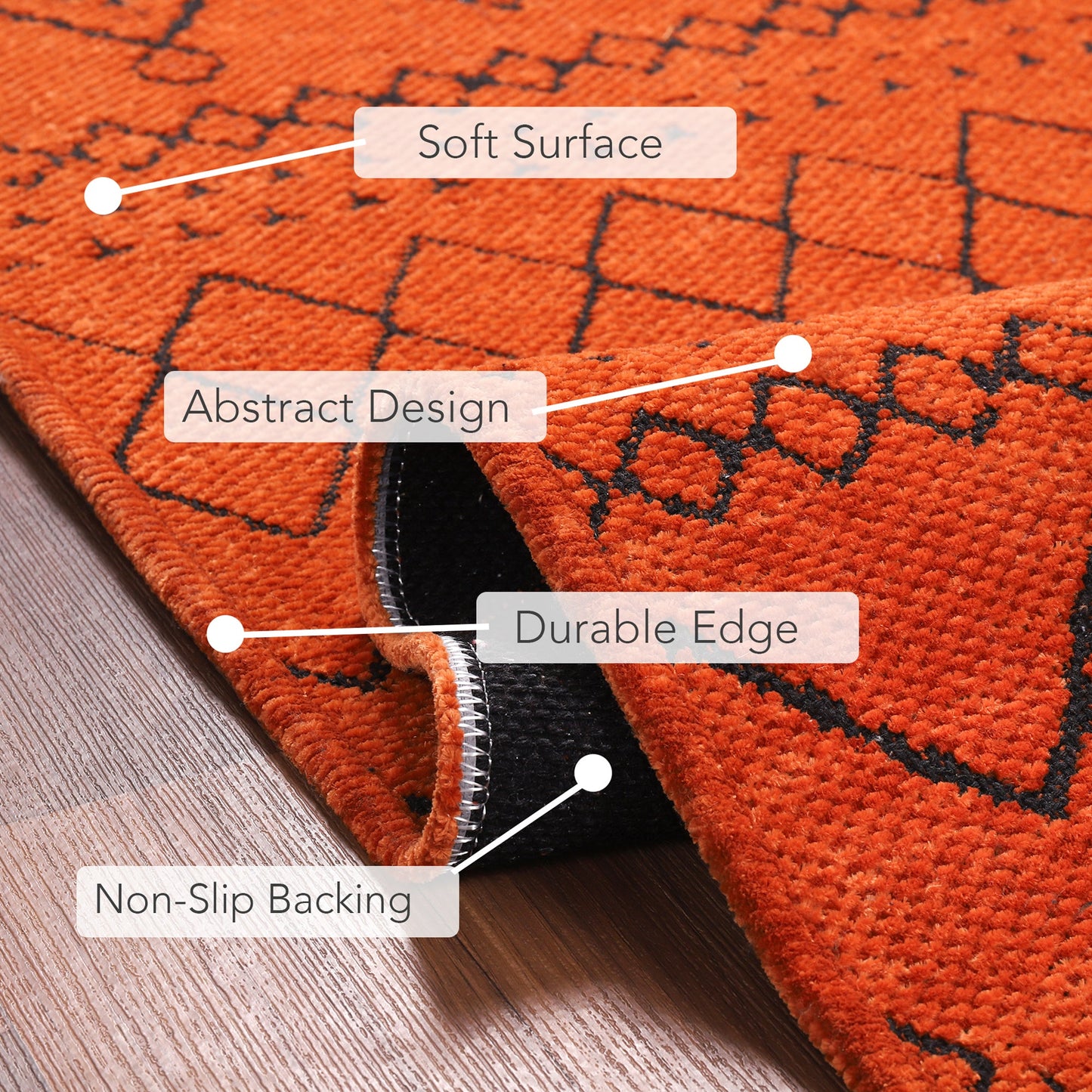 Ljuva Home Machine Washable Rug RW1801 – ORANGE Soft Chenille