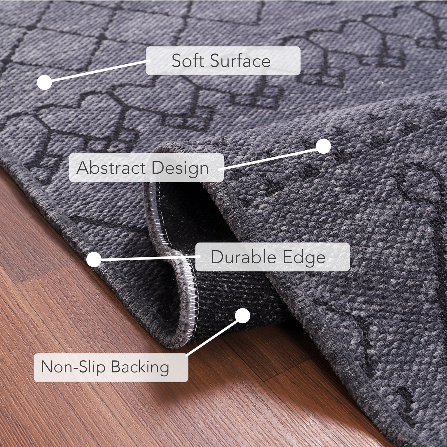 Ljuva Home Machine Washable Rug RW1801 – DARK GRAY Soft Chenille