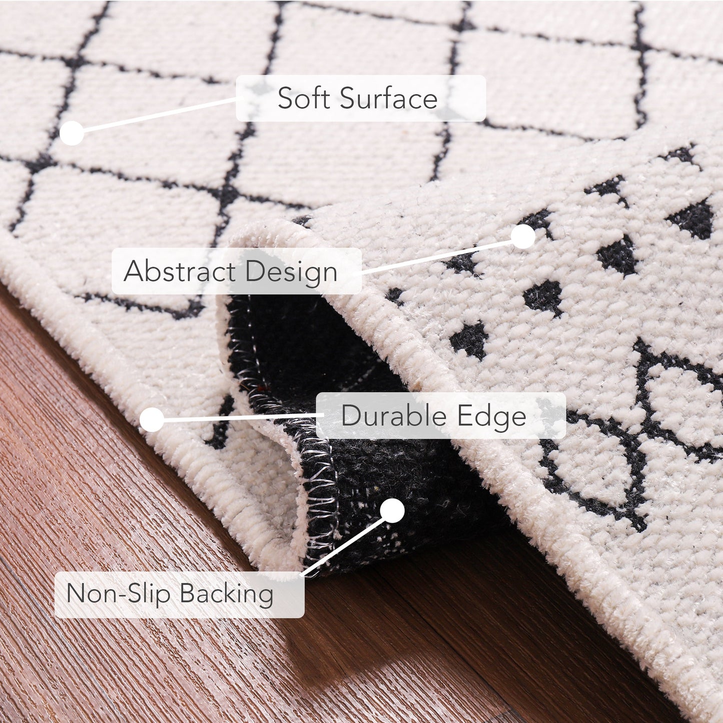 Ljuva Home Machine Washable Rug RW1801 – WHITE Soft Chenille