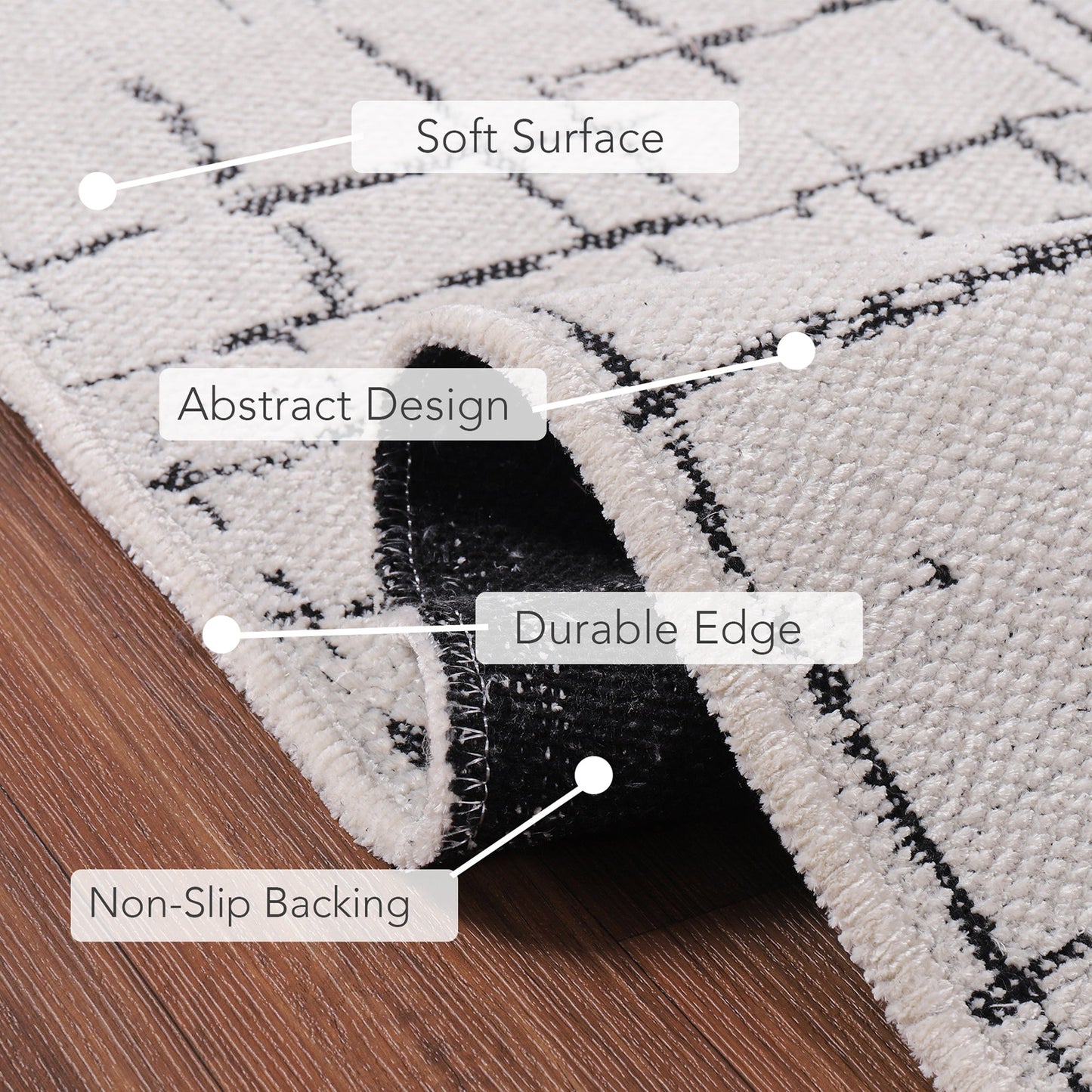 Ljuva Home Machine Washable Rug NT201 – WHITE Soft Chenille