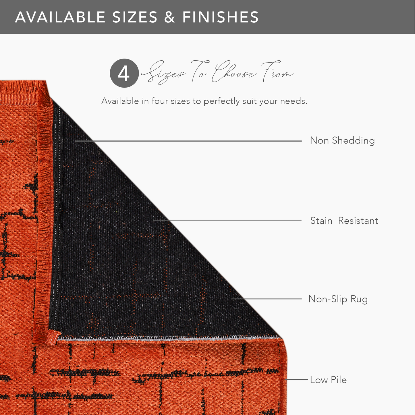 Ljuva Home Machine Washable Rug NT201 – ORANGE Soft Chenille