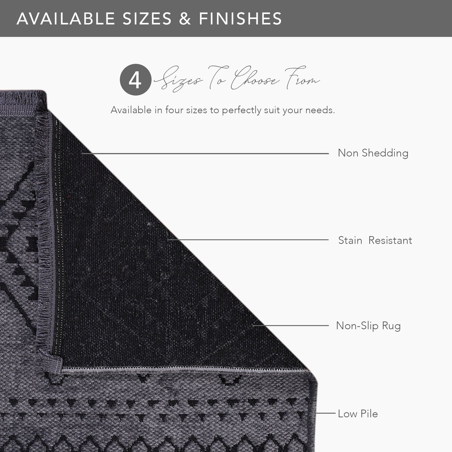 Ljuva Home Machine Washable Rug RW1801 – DARK GRAY Soft Chenille