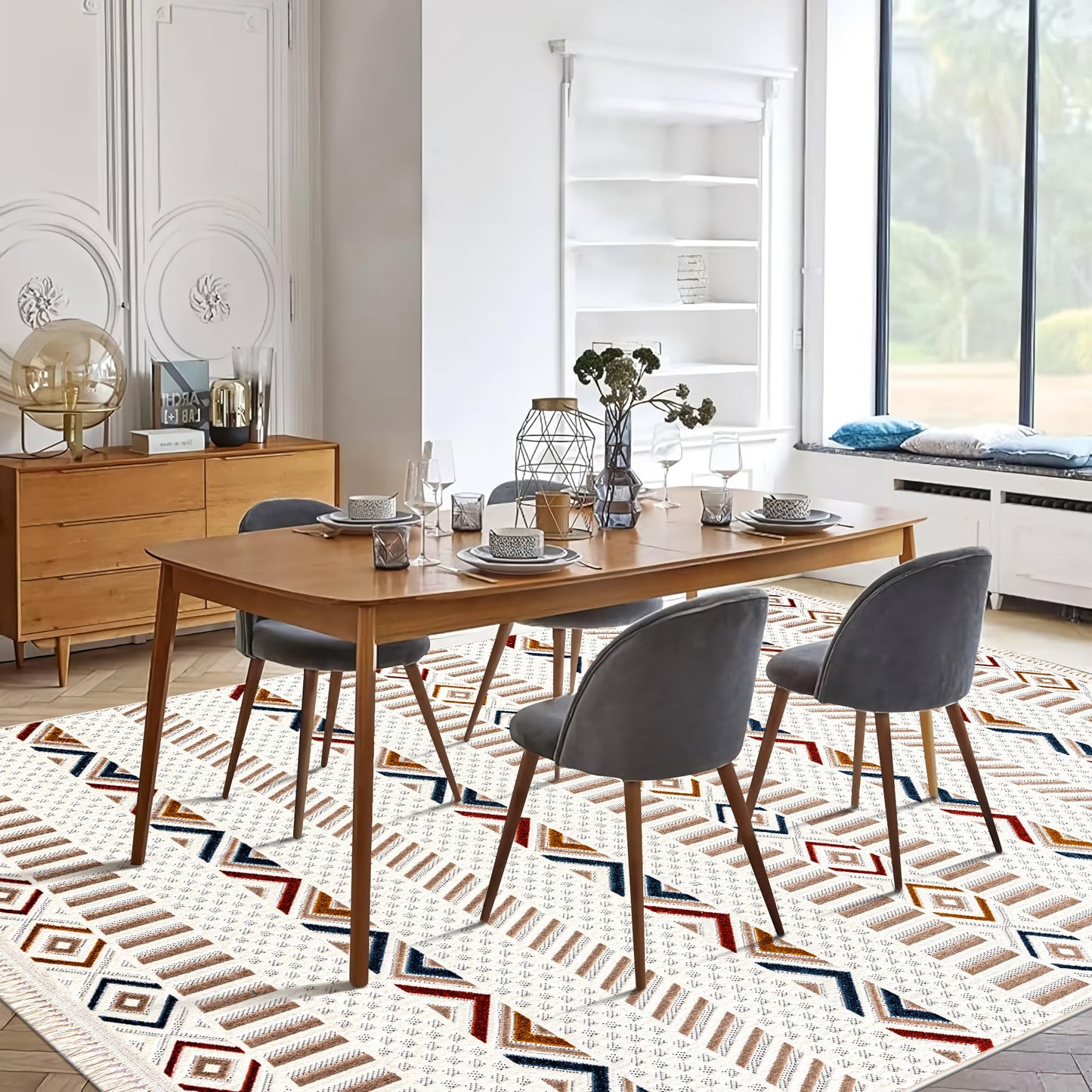 Ljuva Home Area Rug for Living Room, Bedroom & Hallway – Soft & Durable Low Pile Area Rugs – Bohemian, Aztec & Boho Style – Pet & Kid-Friendly, Ideal for High-Traffic Areas (Copy)