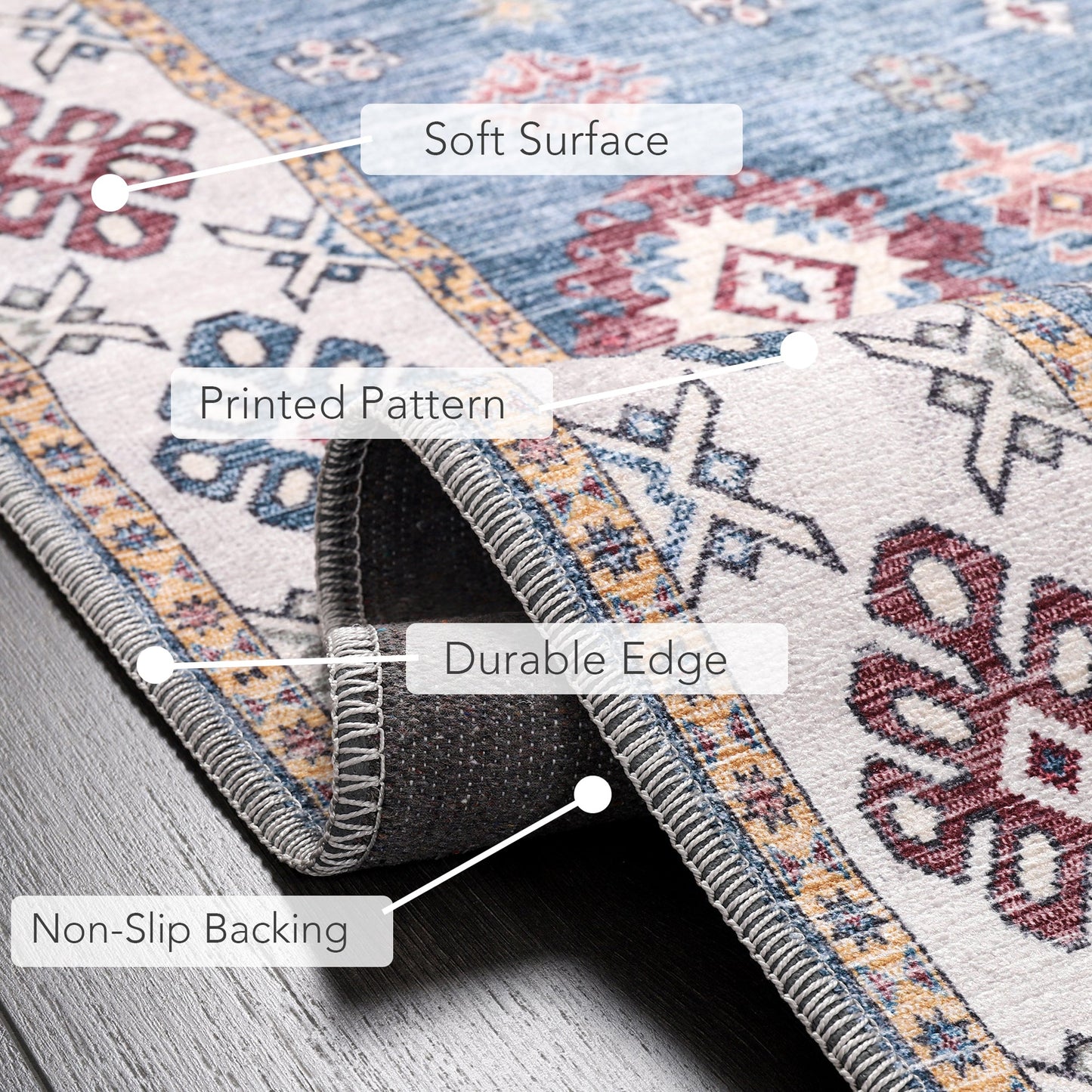 Ljuva Home - Tribal Multicolor Geometric Washable Rug, Design NL1016