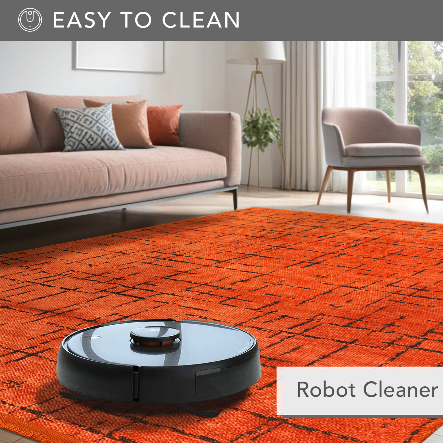 Ljuva Home Machine Washable Rug NT201 – ORANGE Soft Chenille
