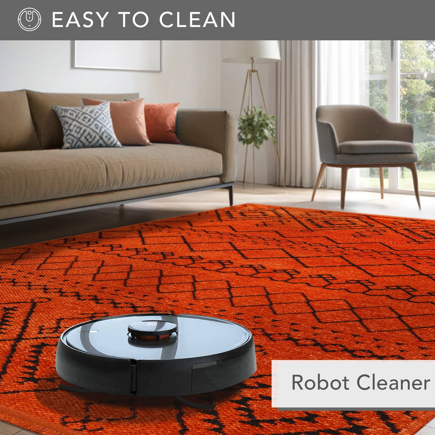 Ljuva Home Machine Washable Rug RW1801 – ORANGE Soft Chenille