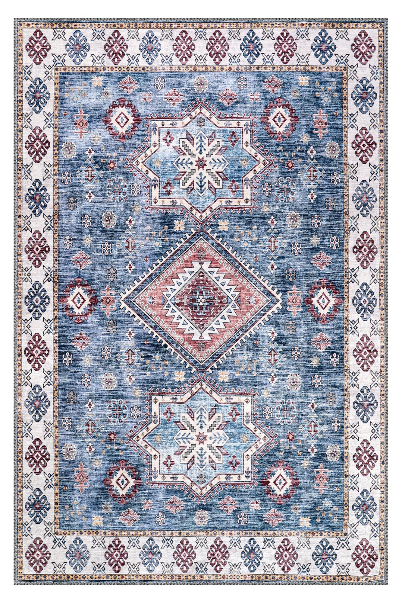 Ljuva Home - Tribal Multicolor Geometric Washable Rug, Design NL1016