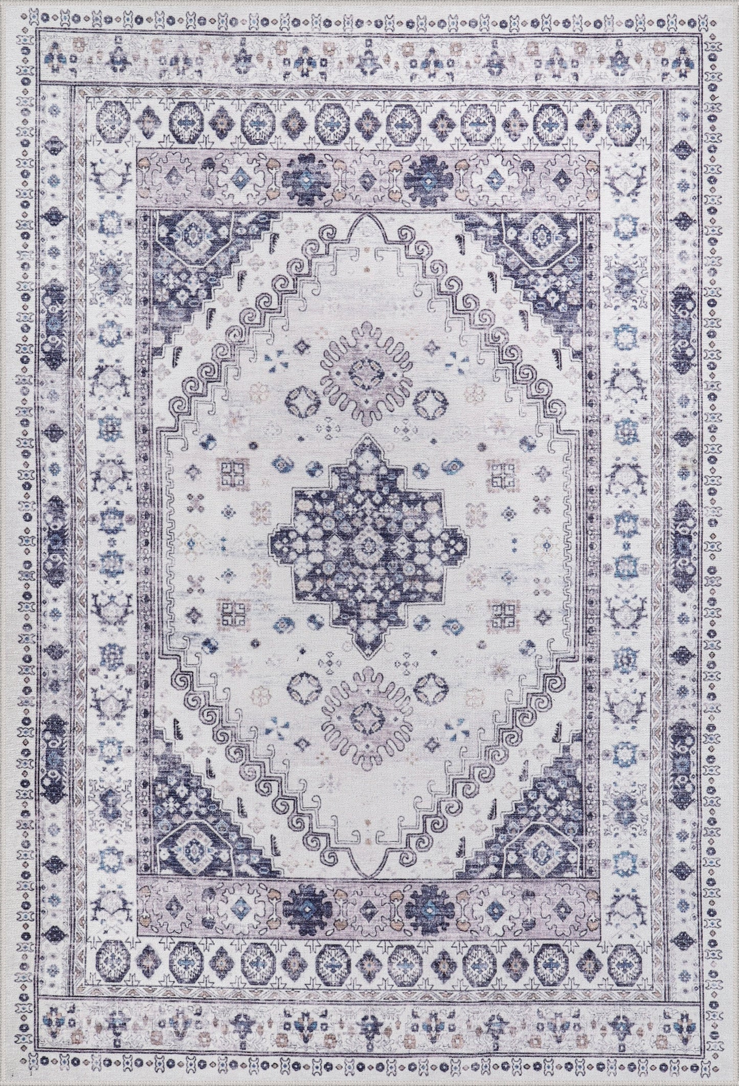 Ljuva Home - Modern Beige Floral Washable Rug - Design KELIM2001